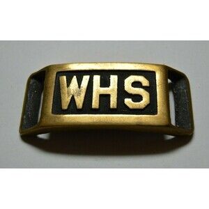 Vintage WHS WOODLAND High School Football 1940s Brass Slim Uniform Belt Buckle